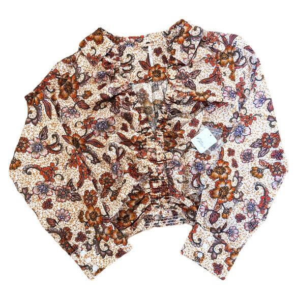 Free People Tops - Free People I Got You Cropped Long Sleeve Smocked Floral Top NWT
